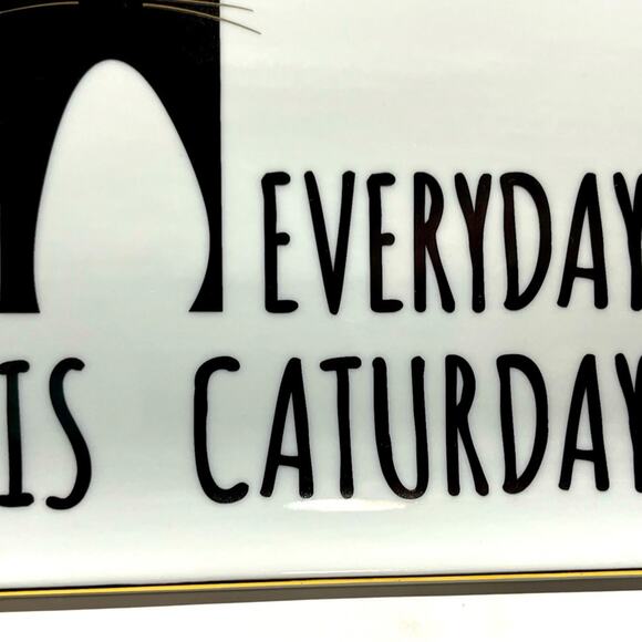 Everyday is Caturday tray with gold trim - Picture 5 of 7